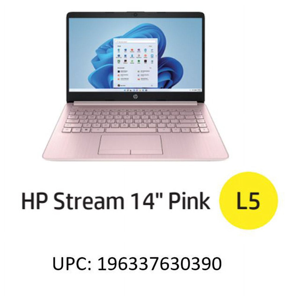 HP Stream 14" Laptop, Intel Celeron N4020 Processor, 4GB RAM, 64GB eMMC, Pink, Windows 11 (S mode) with Office 365 1-yr, 14-cf2112wm