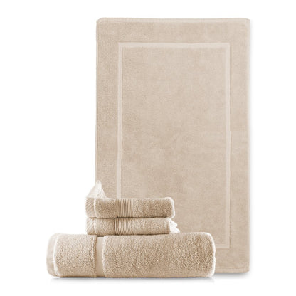  Bath Towel Collection, 100% Cotton Luxury Set of 12 Multipurpose Wash Cloths - Cream