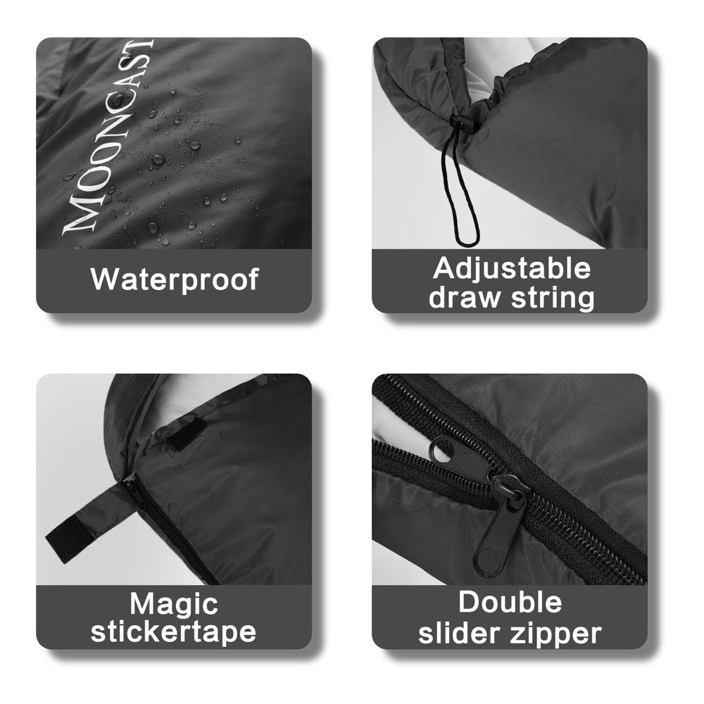 MOONCAST 0 ºC Sleeping Bags, Compression Sack Portable and Lightweight for Camping, Dark Gray