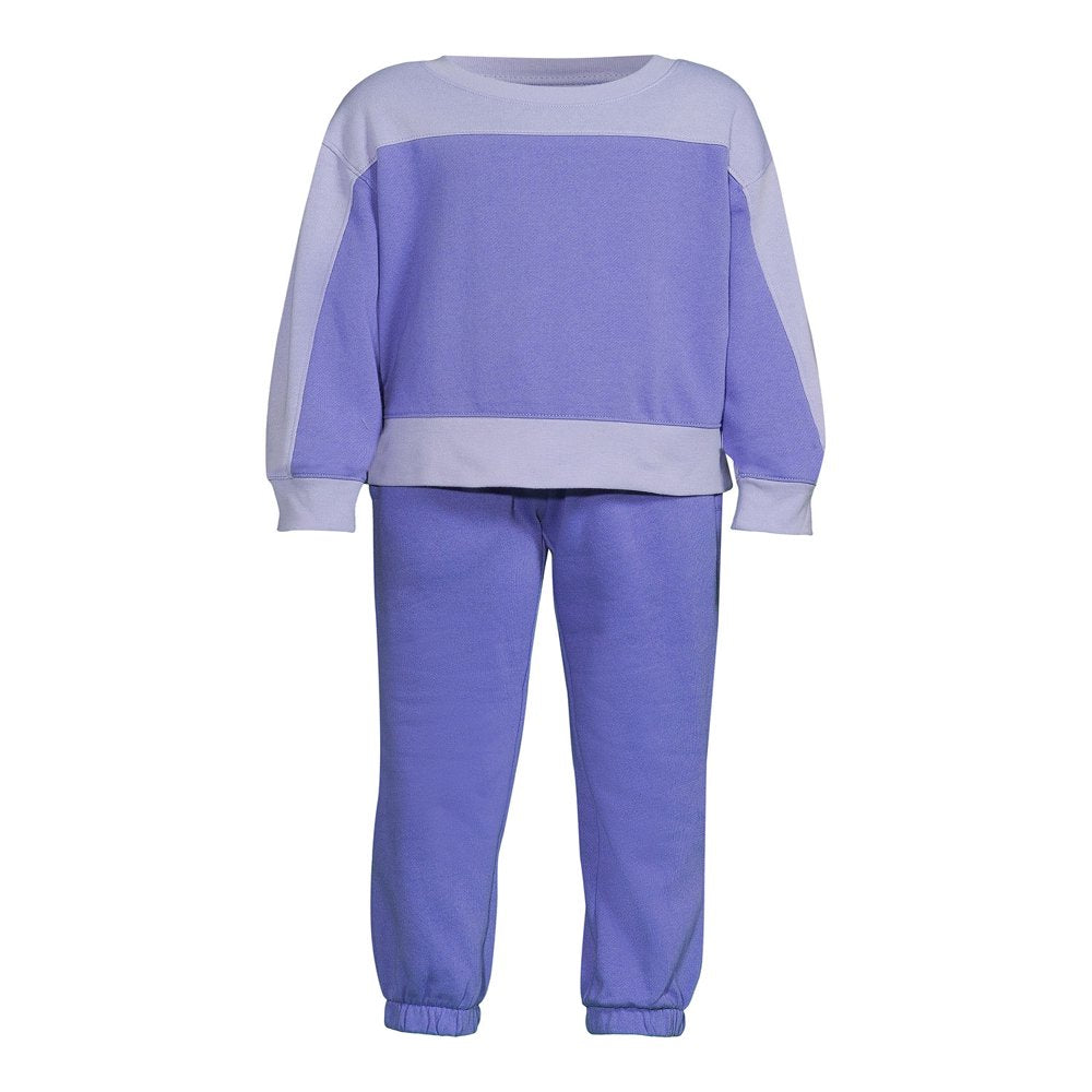 Athletic Works Girls’ Fleece Sweatshirt and Sweatpants Set, 2-Piece, Sizes 4-18 & Plus