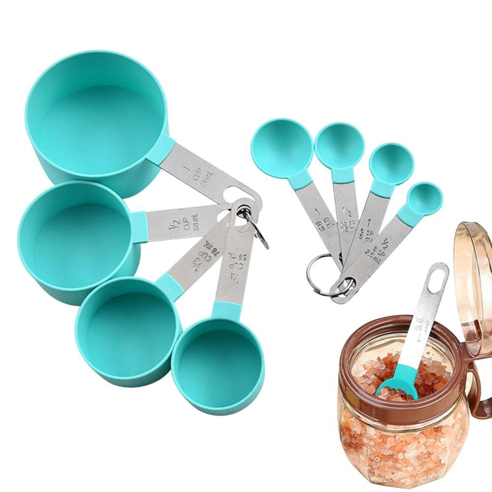 Measuring Cups Spoons Set | Stackable for Dry and Liquid Ingredient, Nesting for Food | Widely Used 8pcs (4 Cups & 4 Spoons) Kitchen Gadgets, Cooking & Baking Essentials