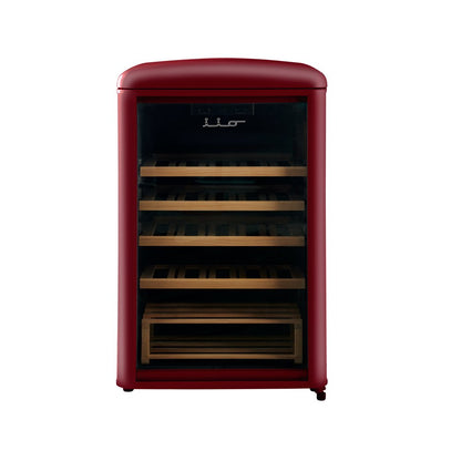 30 Bottle Freestanding Retro Wine Cooler in Wine Red