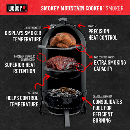 Weber Smokey Mountain Cooker Smoker (18.5 In.)