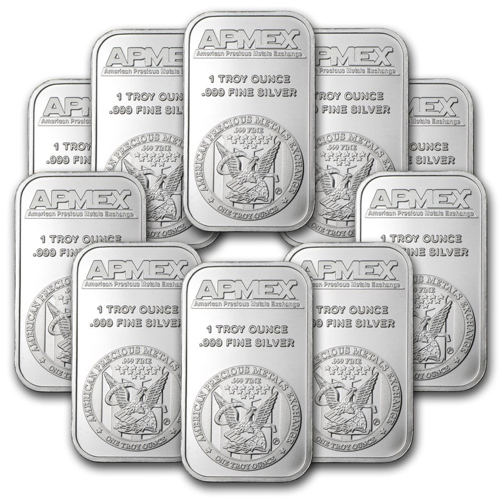 1 Oz Silver Bar - APMEX (Lot of 10 Bars)