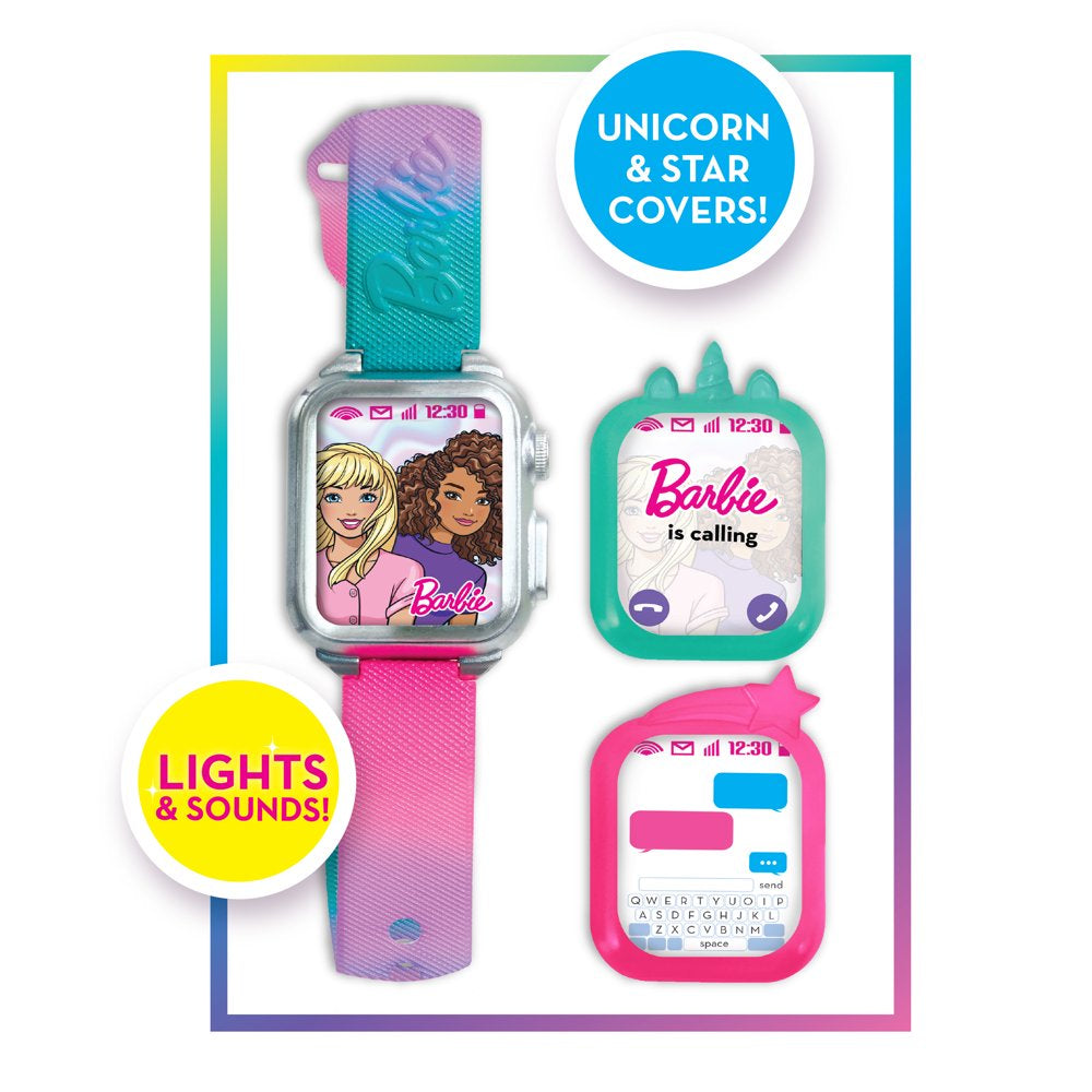 Barbie Electronic Toy Smart Watch with Lights, Sounds, and 2 Changeable Covers, Unicorn or Shooting Star, Kids Toys for Ages 3 Up, Gifts and Presents