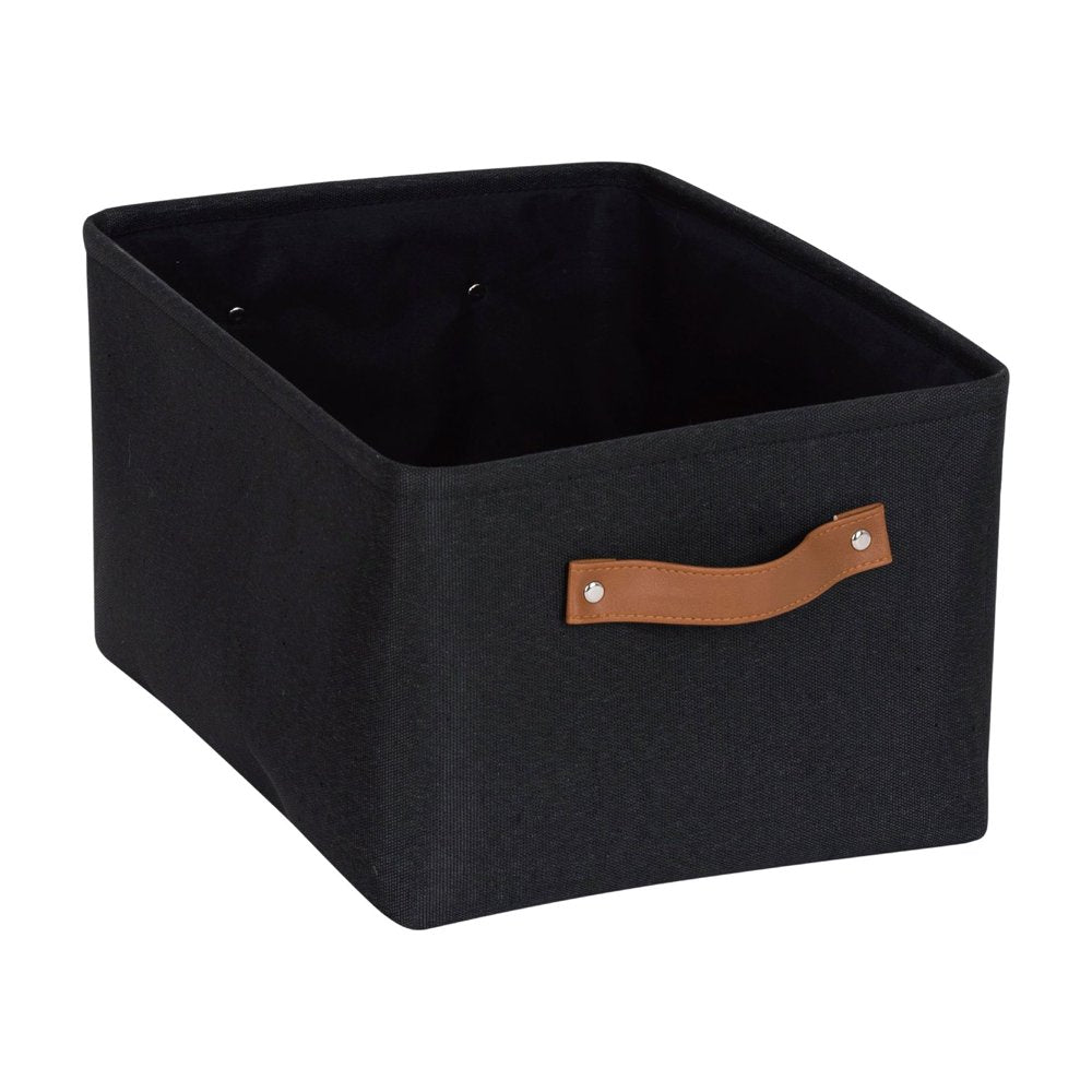 Mainstays Black Canvas Storage Basket with Handles