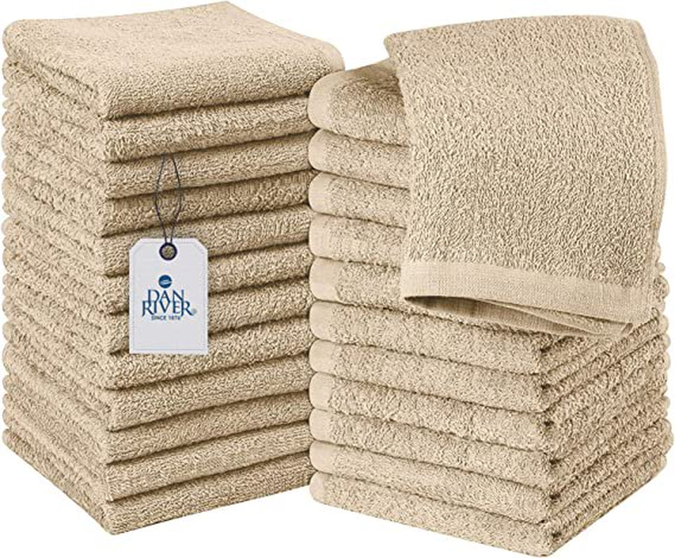 DAN RIVER 100% Cotton Washcloths 24 Pack |Washcloths for Face Soft| Cotton Washcloths Bulk| Essential Wash Cloths for Bathroom| Face Towels Gray| Washcloths 12X12 In| 400 GSM |Face Towel Pack of 24