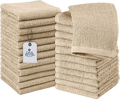 DAN RIVER 100% Cotton Washcloths 24 Pack |Washcloths for Face Soft| Cotton Washcloths Bulk| Essential Wash Cloths for Bathroom| Face Towels Gray| Washcloths 12X12 In| 400 GSM |Face Towel Pack of 24