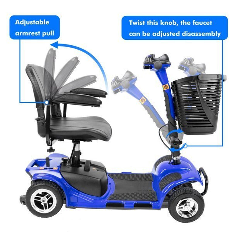 1Inchome 4 Wheel Mobility Scooter for Seniors, Folding Electric Powered Wheelchair Device for Adults, Elderly