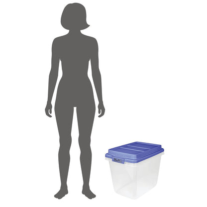 Hefty 32 Qt. Clear Storage Bin with Blue HI-RISE Lid