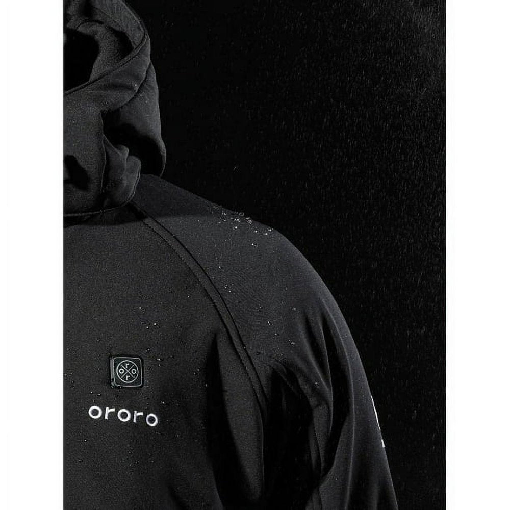 ORORO Men’s Heated Jacket with Battery, Heating Jacket with Removable Hood for Winter Outdoors (Black/Blue, S)