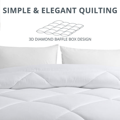 SOPAT All Season Down Alternative Comforter Hotel Luxury Quilted Duvet Insert Cooling Washable Hypoallergenic Reversible Quilt - Twin,White