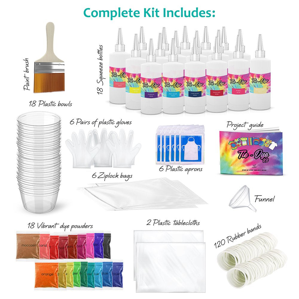 CraftBud DIY Tie Dye Kit for Kids, Adults Large Groups 18 Colors