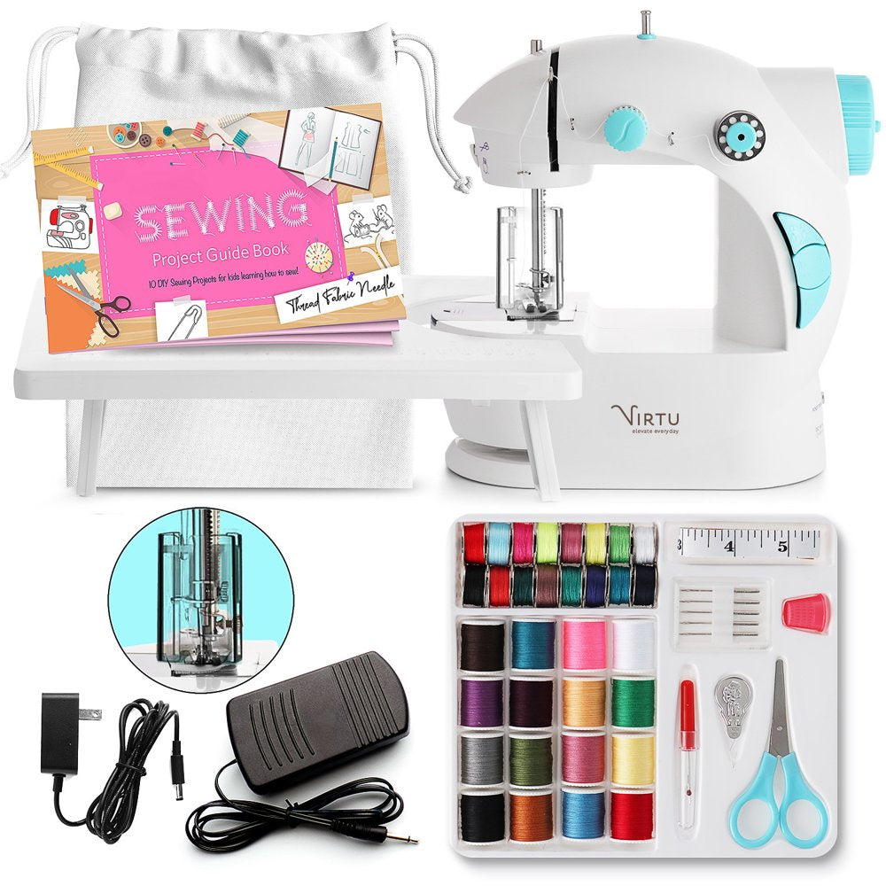 Virtu Sewing Machine Kit for Beginner, Dual Speed Portable Sewing Machine (48 Piece)