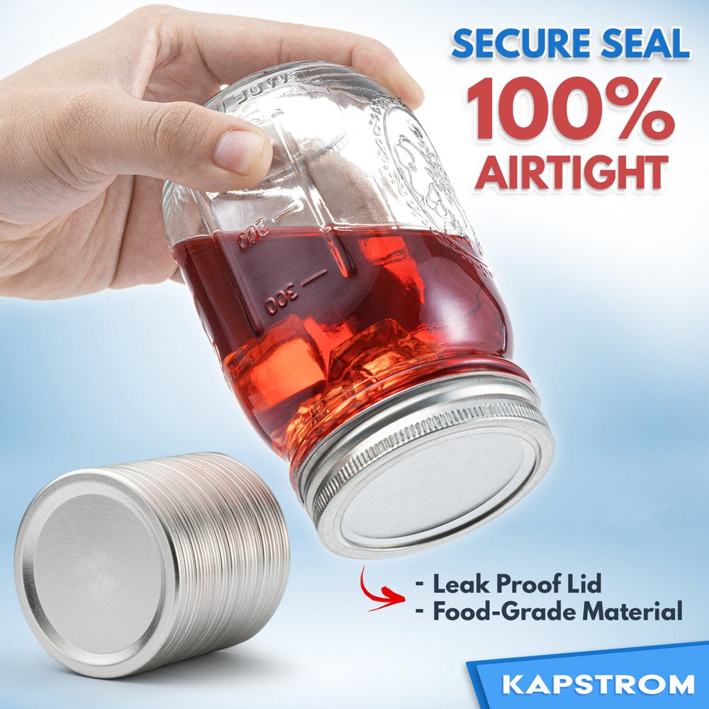 Canning Lids 100 ct. for Mason Jars, Regular-Mouth Size (70 mm) with Food-Grade Seal by KapStrom