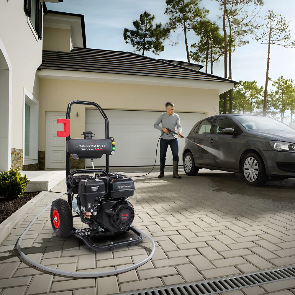 PowerSmart 3200PSI Gas Pressure Washer with 5 Nozzles & Soap Tank High Pressure Washer,70lb