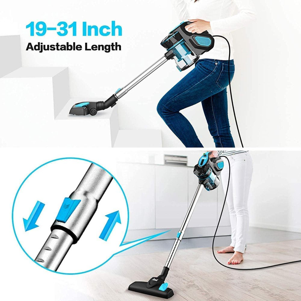 Corded Vacuum Cleaner, INSE Stick Vacuum Cleaner 18KPA Powerful Suction with 600W Motor, 3 in 1 Handheld Vacuum for Pet Hair Hard Floor Home - Blue