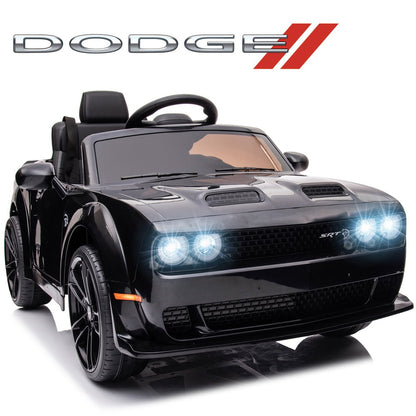 Dodge Challenger 12 V Powered Ride on Car with Remote Control, SRT Hellcat Toys for Kids, Black