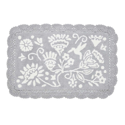  Floral Crochet round Cotton Bath Rug, Mint, 24" X 24"