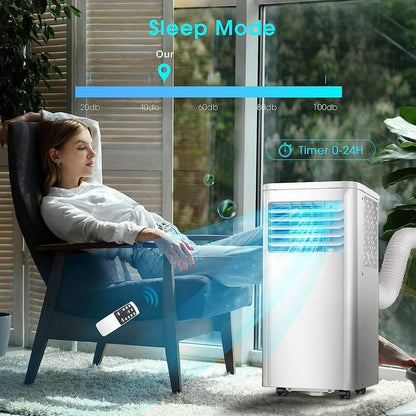 AGLUCKY Portable Air Conditioner, Cools 200Sq. Ft, 24H Timer, Quiet Operation,Window Fan, 2 Fan Speed for Bedroom Office Home