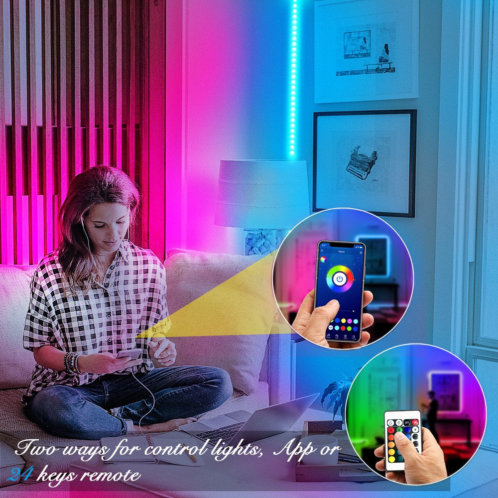 DAYBETTER Led Strip Lights,100Ft Light Strips with App Control Remote,24V 5050 RGB Led Lights for Bedroom, Music Sync Color Changing Lights for Room Party