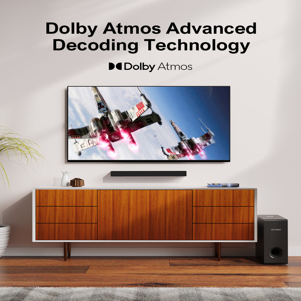 ULTIMEA Dolby Atmos Sound Bar for TV, 3D Surround Sound System for TV Speakers, 190W 2.1 Sound Bar with Subwoofer, Home Theater Sound Bars, Bluetooth Speaker Audio HDMI-eARC Nova S50 2023 Upgrade