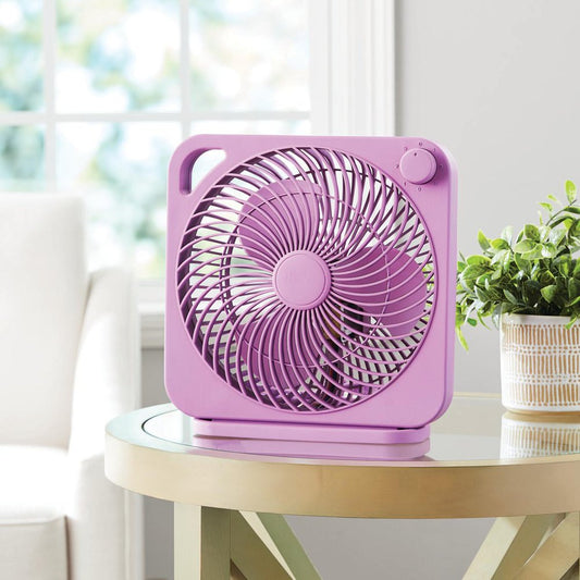 Mainstays 9 Inch Personal Box Fan with 3 Speeds Berry Chill