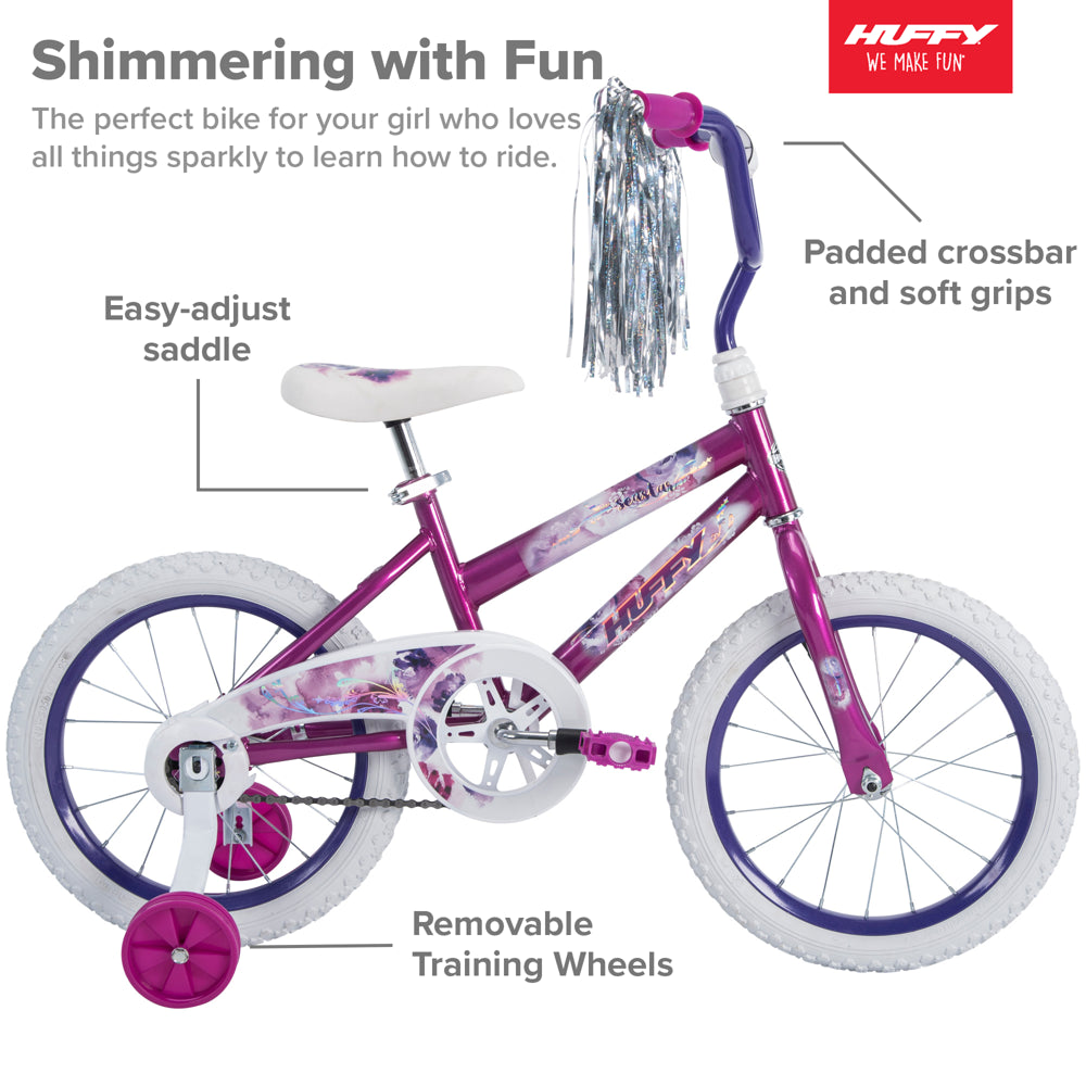 Huffy 16 in. Sea Star Kids Bike for Girls Ages 4 and up, Child, Metallic Purple