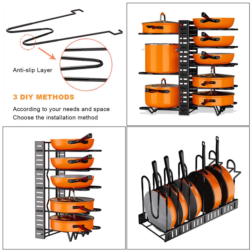 Werseon Pot Rack Organizers 8 Tiers Pots and Pans Organizer Kitchen Cabinet Storage Metal Holders