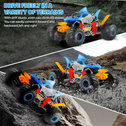 Yexmas 1:10 Scale 4WD RC Cars, All Terrain RC Monster Car, 2.4GHz Spray Remote Control RC Monster Truck Toy Gifts for 4+ Boys & Girls