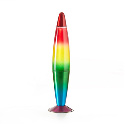 Urban Shop, 16" Rainbow Lava Motion Volcano Lamp, White Wax, Rainbow Painted Metal Base, LED