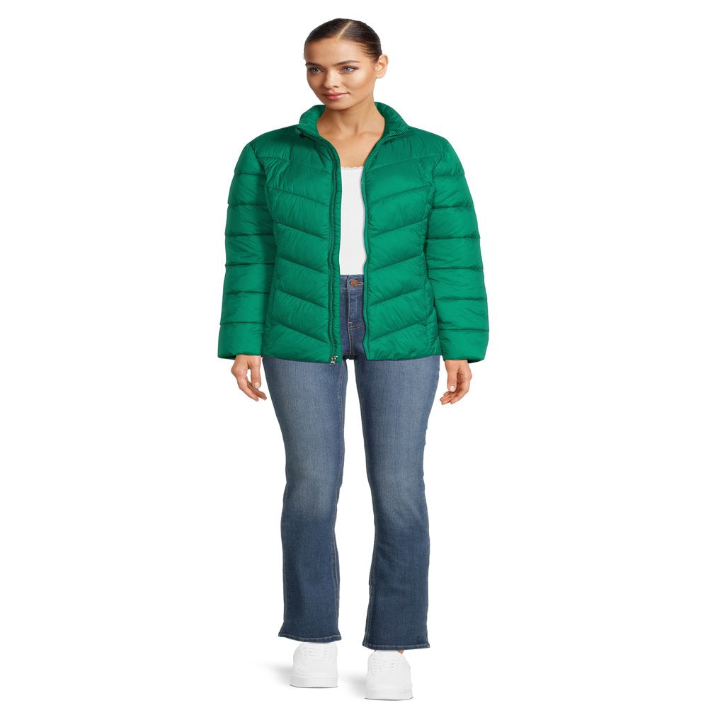 Time and Tru Women's Chevron Midweight Puffer Jacket, Sizes XS-3X