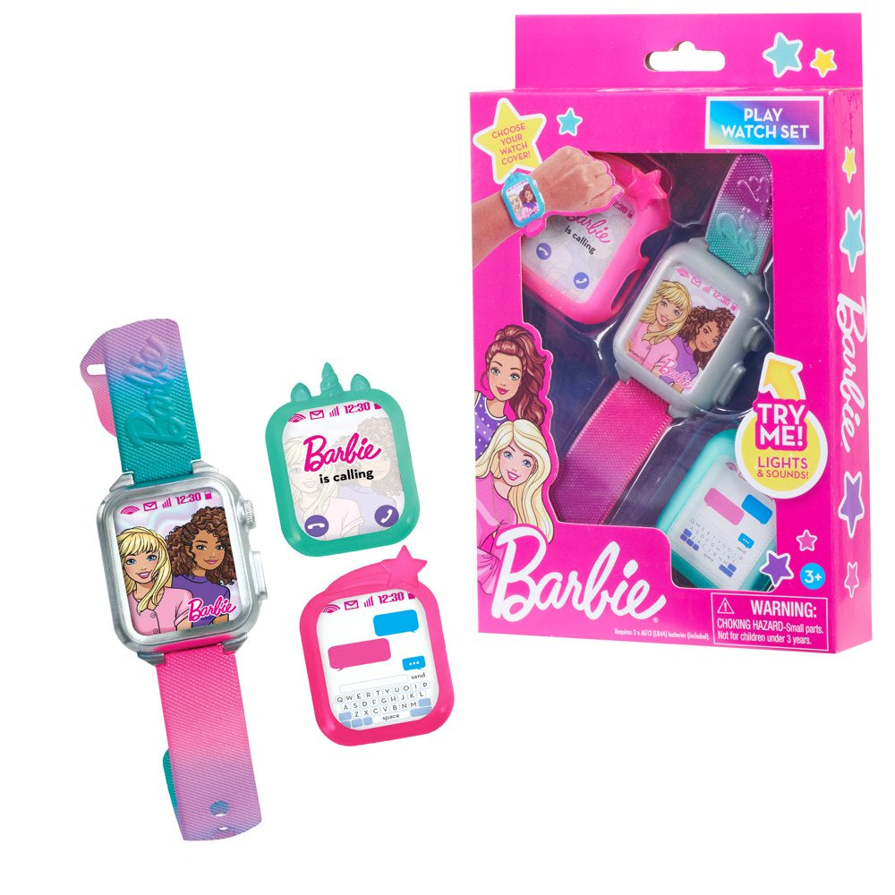 Barbie Electronic Toy Smart Watch with Lights, Sounds, and 2 Changeable Covers, Unicorn or Shooting Star, Kids Toys for Ages 3 Up, Gifts and Presents