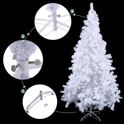 Costway 5Ft Artificial PVC Christmas Tree W/Stand Holiday Season Indoor Outdoor White