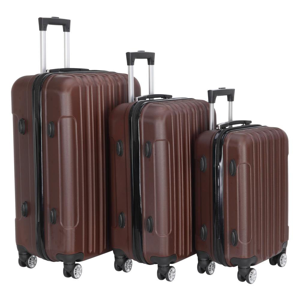 Zimtown 3-Piece Nested Spinner Suitcase Luggage Set with TSA Lock, Brown Carry-On Luggage 11.81 in