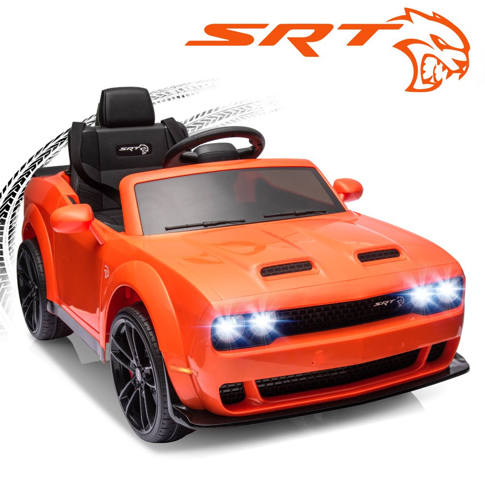 Dodge Challenger 12 V Powered Ride on Car with Remote Control, SRT Hellcat Toys for Kids, Black