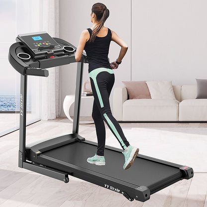 Clearance Folding Treadmill with Incline Foldable Electric Running Walking Machine for Home Fitness Jogging Exercise, Shock-Absorbent Running Deck, Device Holder - Black