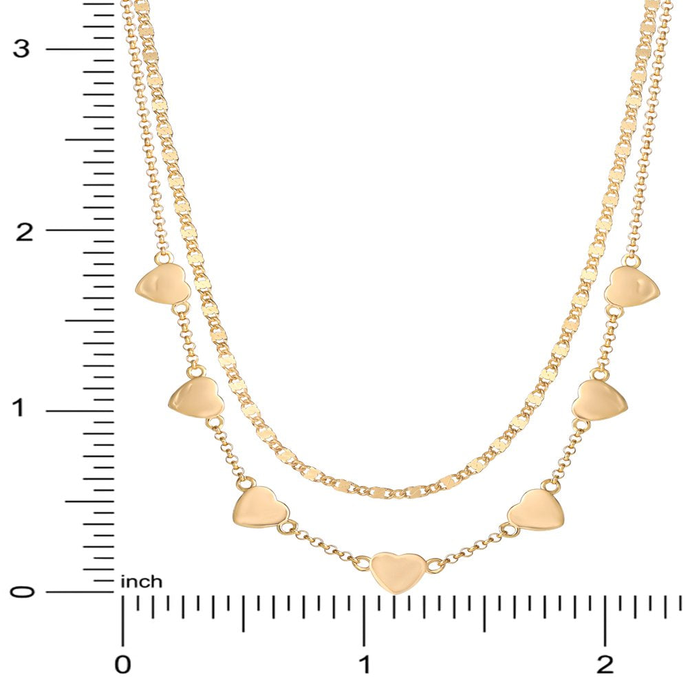  Women’s Gold Plated Sterling Silver 2 Piece Necklace Set