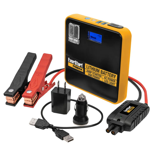 Everstart Maxx SS120LE Compact 800 Peak Amp Jump Starter with Dual USB Power Bank and AC Power