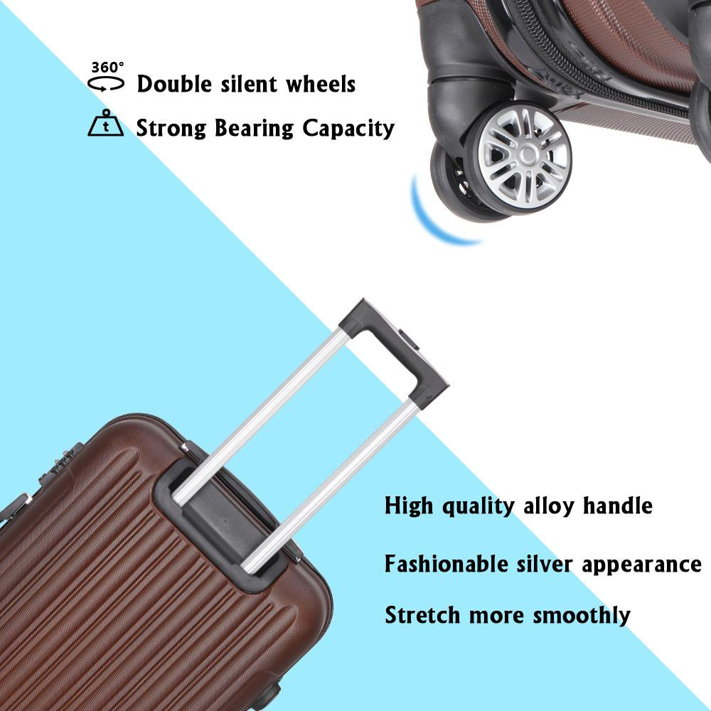 Zimtown 3-Piece Nested Spinner Suitcase Luggage Set with TSA Lock, Brown Carry-On Luggage 11.81 in