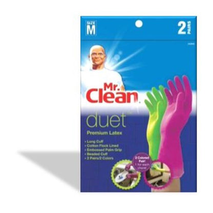 Mr. Clean Duet Reusable Gloves, Medium, Latex, 2 Ct