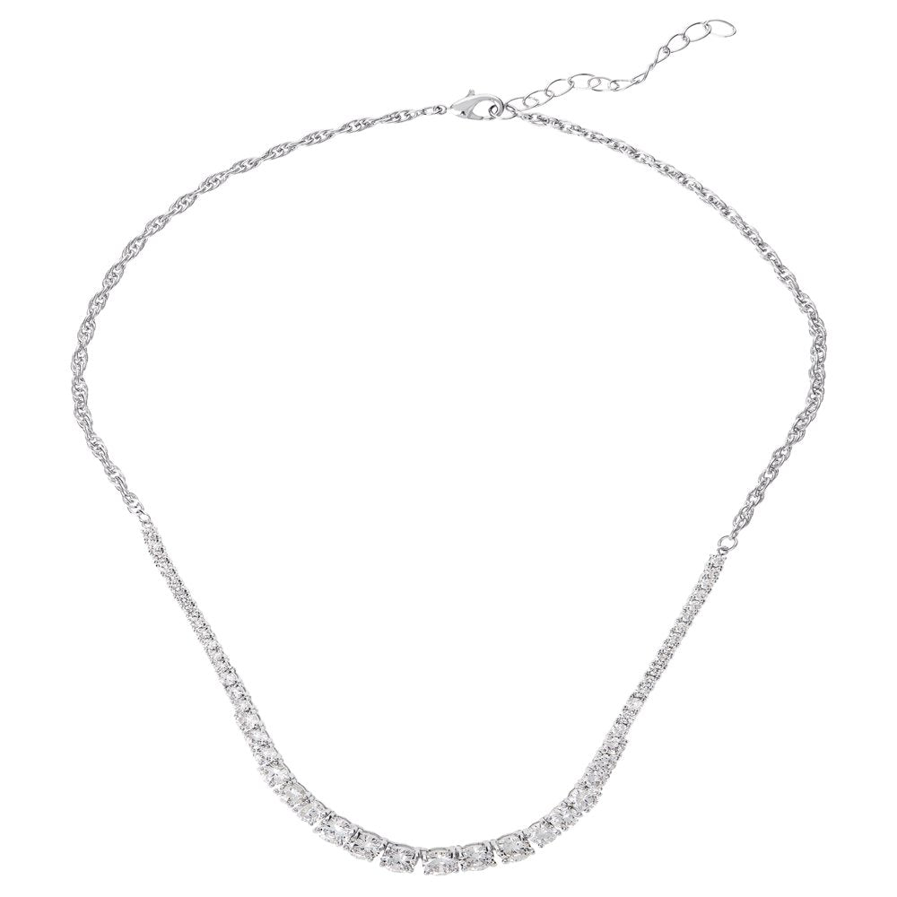  Women's Sterling Silver and Cubic Zirconia Statement Necklace