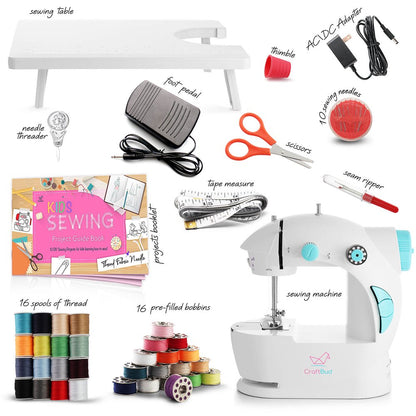 Virtu Sewing Machine Kit for Beginner, Dual Speed Portable Sewing Machine (48 Piece)