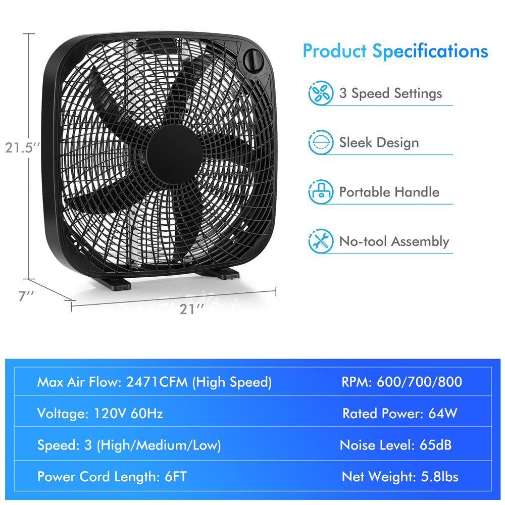 Costway 20'' Black Box Fan