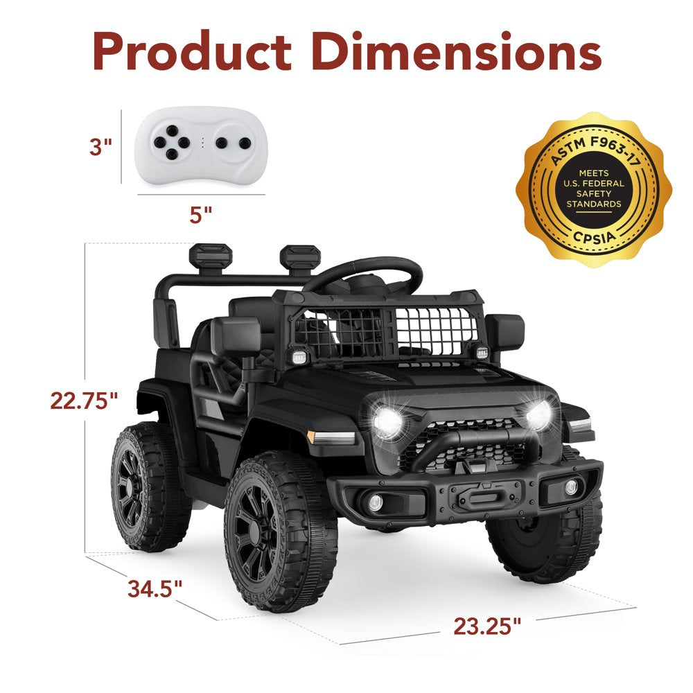 Best Choice Products 6V Kids Ride-On Truck Car w/ Parent Remote Control, 4-Wheel Suspension, LED Lights - Black