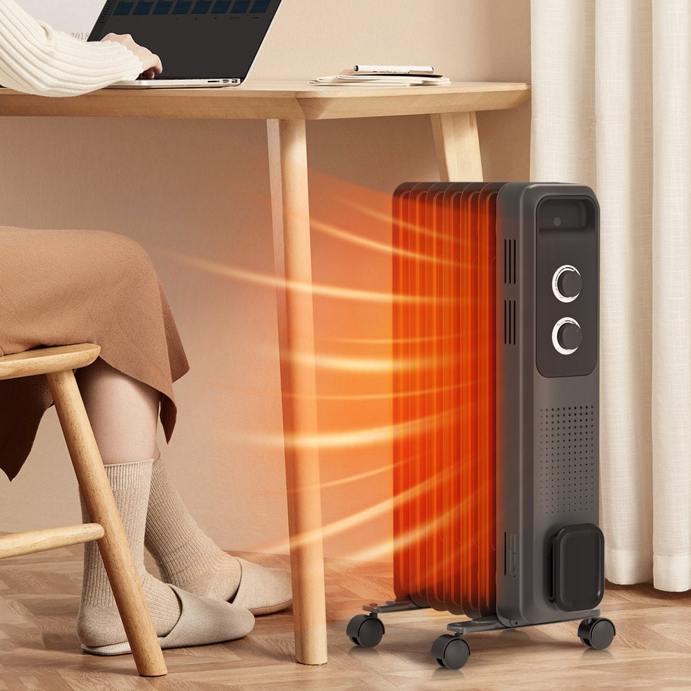 Auseo Electric Oil Filled Radiator Space Heater, Thermostat Room Radiant and Room Heater