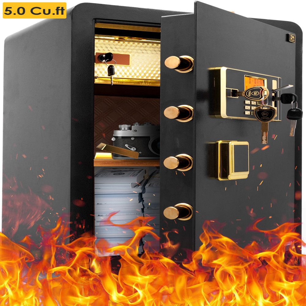 SRWTRCHRY 5.0 Cu. ft. Safes Lock Box, Fireproof Home Safe, Dual Key System, Black, 74 lb