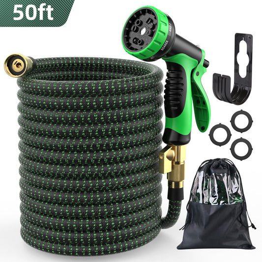 50Ft Flexible Garden Hose W/10 Function Nozzles, Expandable Water Hose with 3 /4 Inch Solid Brass Fittings & Double Latex Core, Lightweight Hose for Watering and Washing, Kink &Tangle Free,Rust Proof