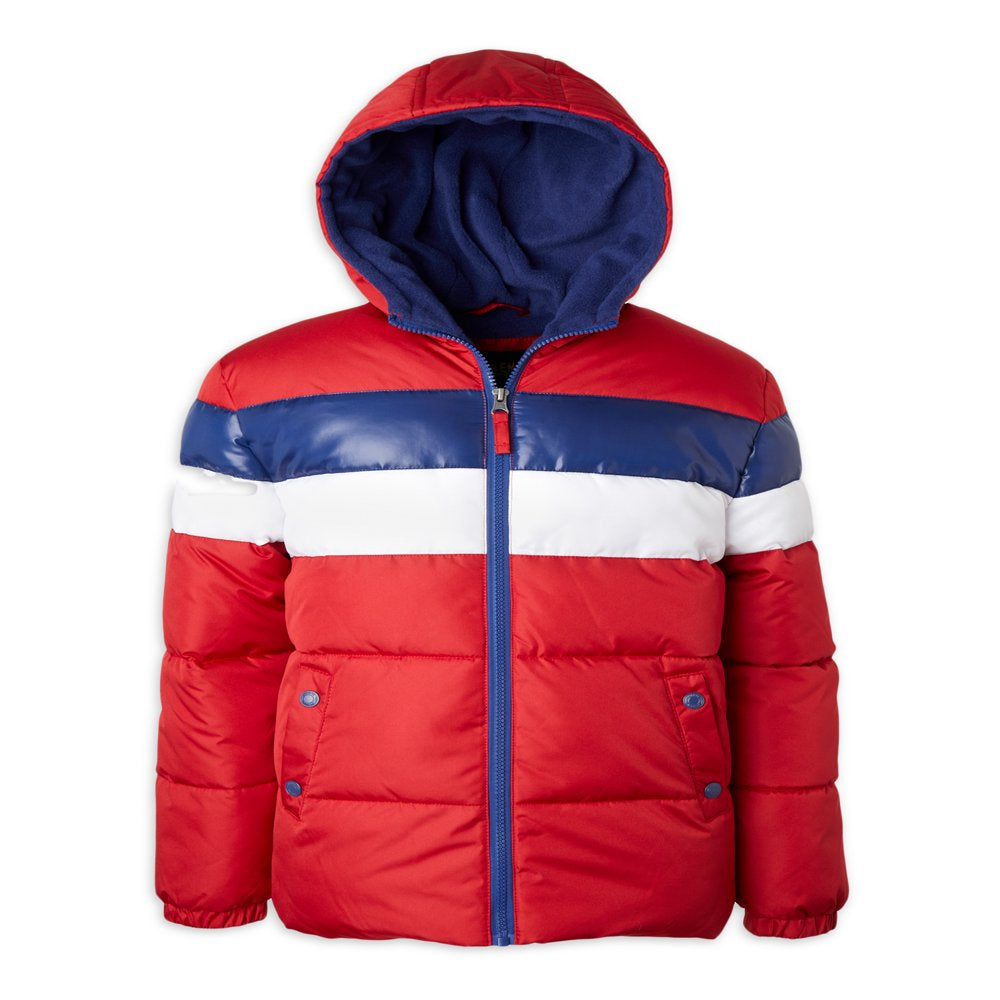 iXtreme Boys Hooded Striped Colorblock Puffer Winter Coat, Sizes 4-18