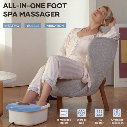 MARNUR Foot Spa Bath Massager with Heat, Bubble, Vibration with Digital Temperature Control - Blue